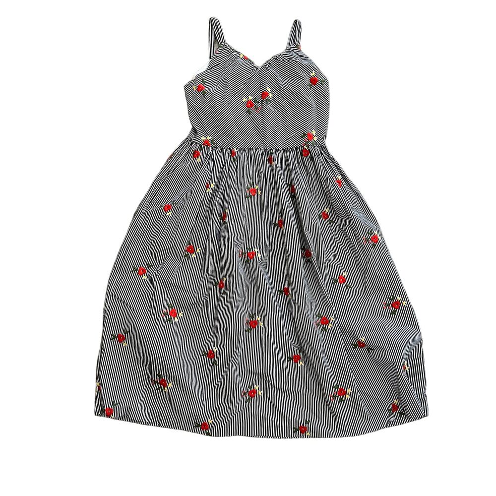 Pastourelle by Pippa and Julie Embroidered Flower Stripe Dress Girls 14